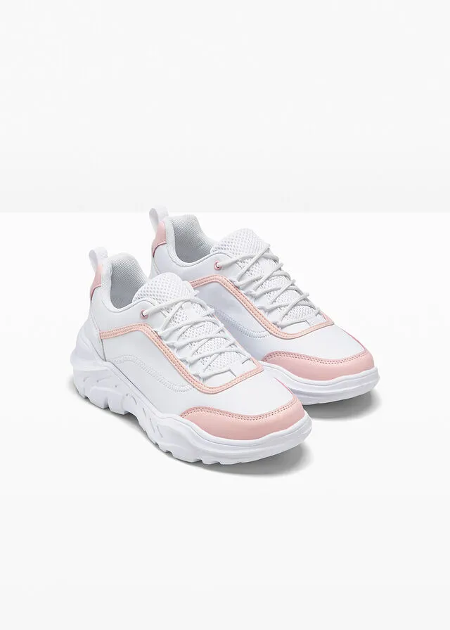 Chunky White-Pearl Pink Sneakers