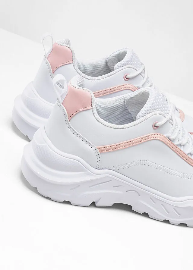 Chunky White-Pearl Pink Sneakers