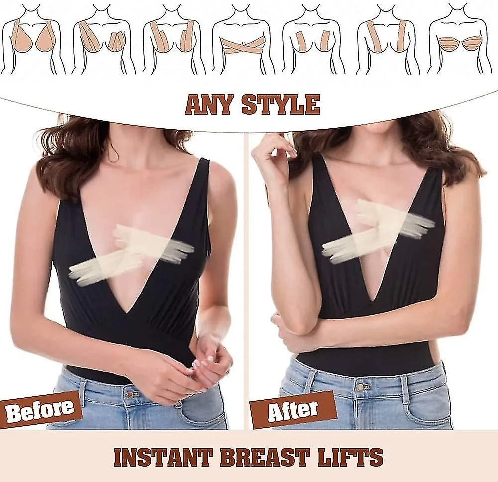 Breast Lift Tape 2 Pieces Petal Nipple Cover Backless Set Breathable Breast Lifting Tape Athletic Tape