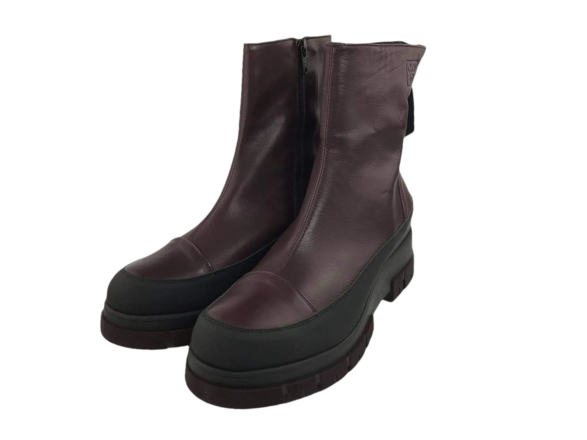 Comart Women's Flat Boots with Zipper and Burgundy Platform Leila