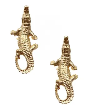 Crocodile Gold Drop Earrings