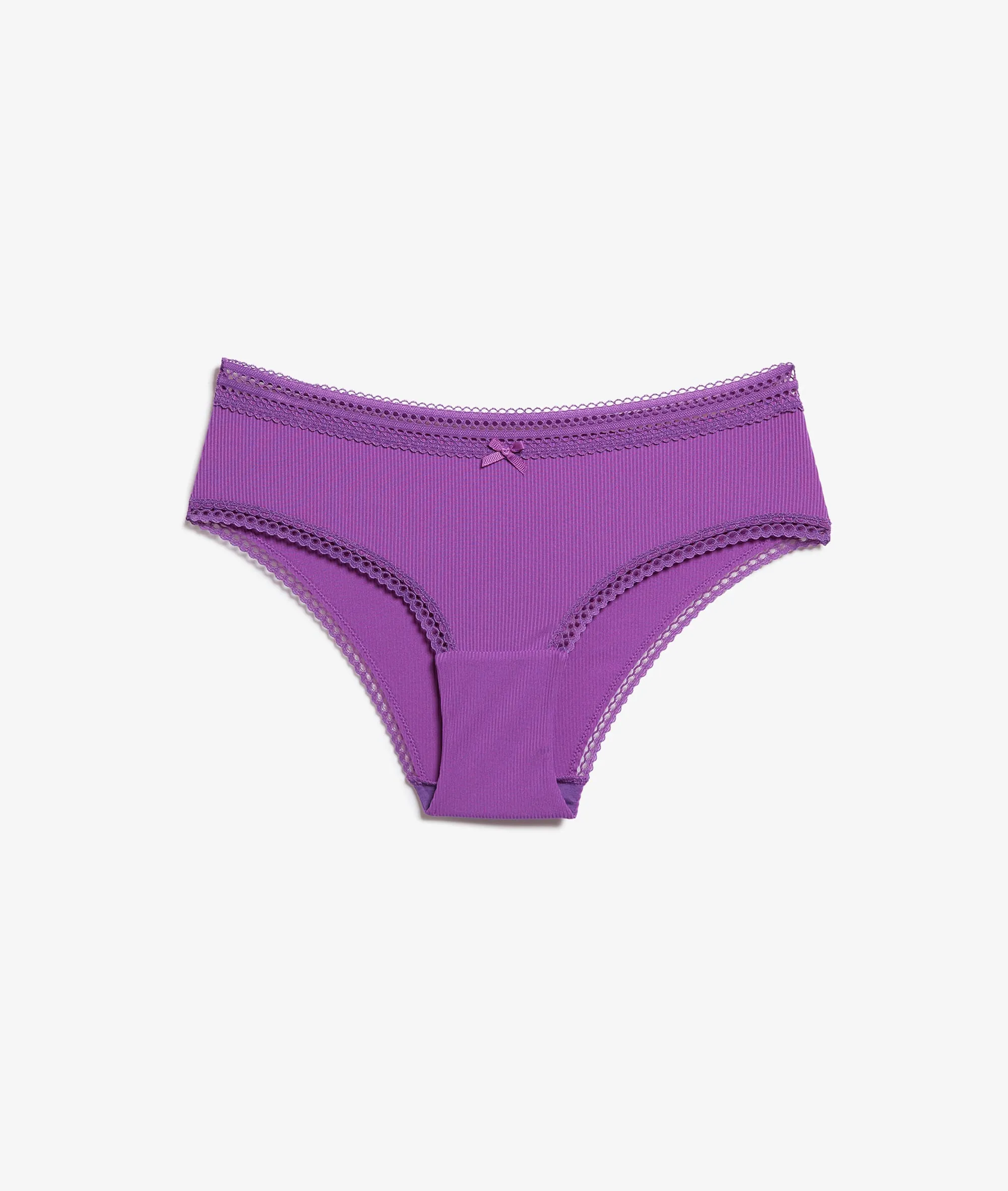 Microfiber lace patterned high-waisted briefs in Power Mauve - ETAM