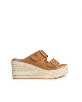 Low Wedge Suede Leather Sandal Aloha Brown