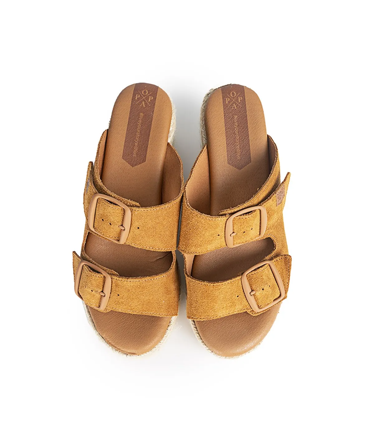 Low Wedge Suede Leather Sandal Aloha Brown