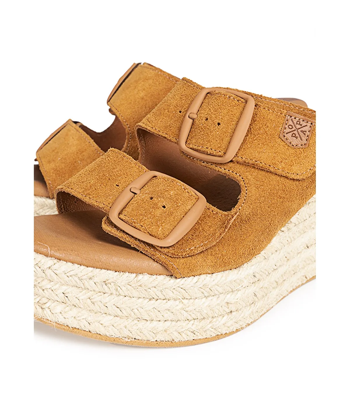 Low Wedge Suede Leather Sandal Aloha Brown