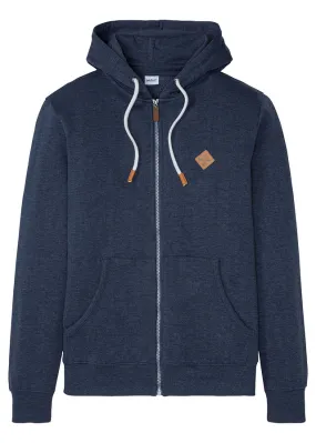 Dark Blue Heather Hooded Sweatshirt Jacket