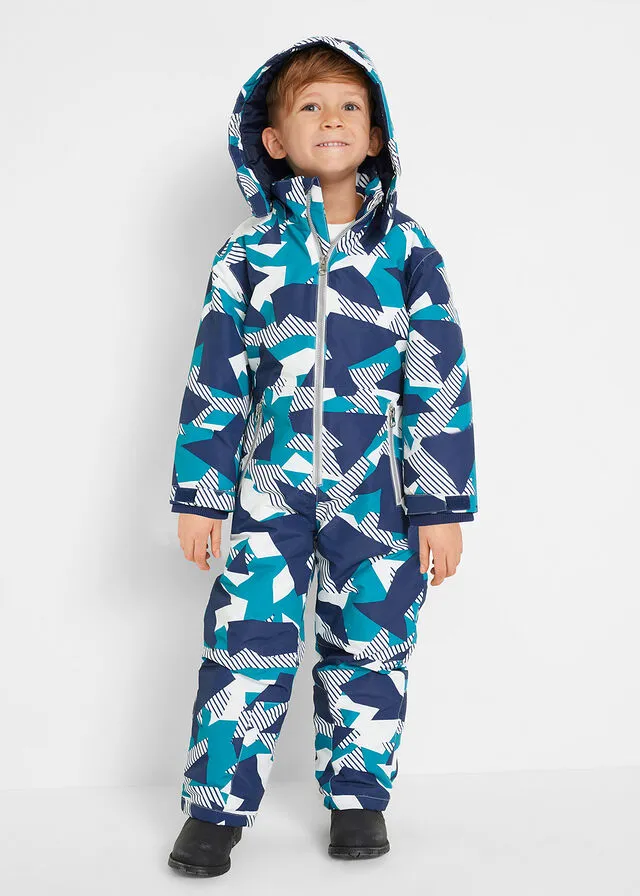 Dark Turquoise Printed Snowsuit