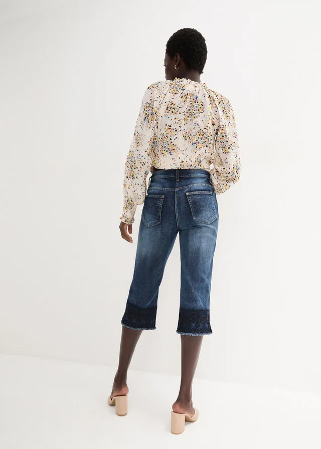 Dark Western Embroidered Capri Pants