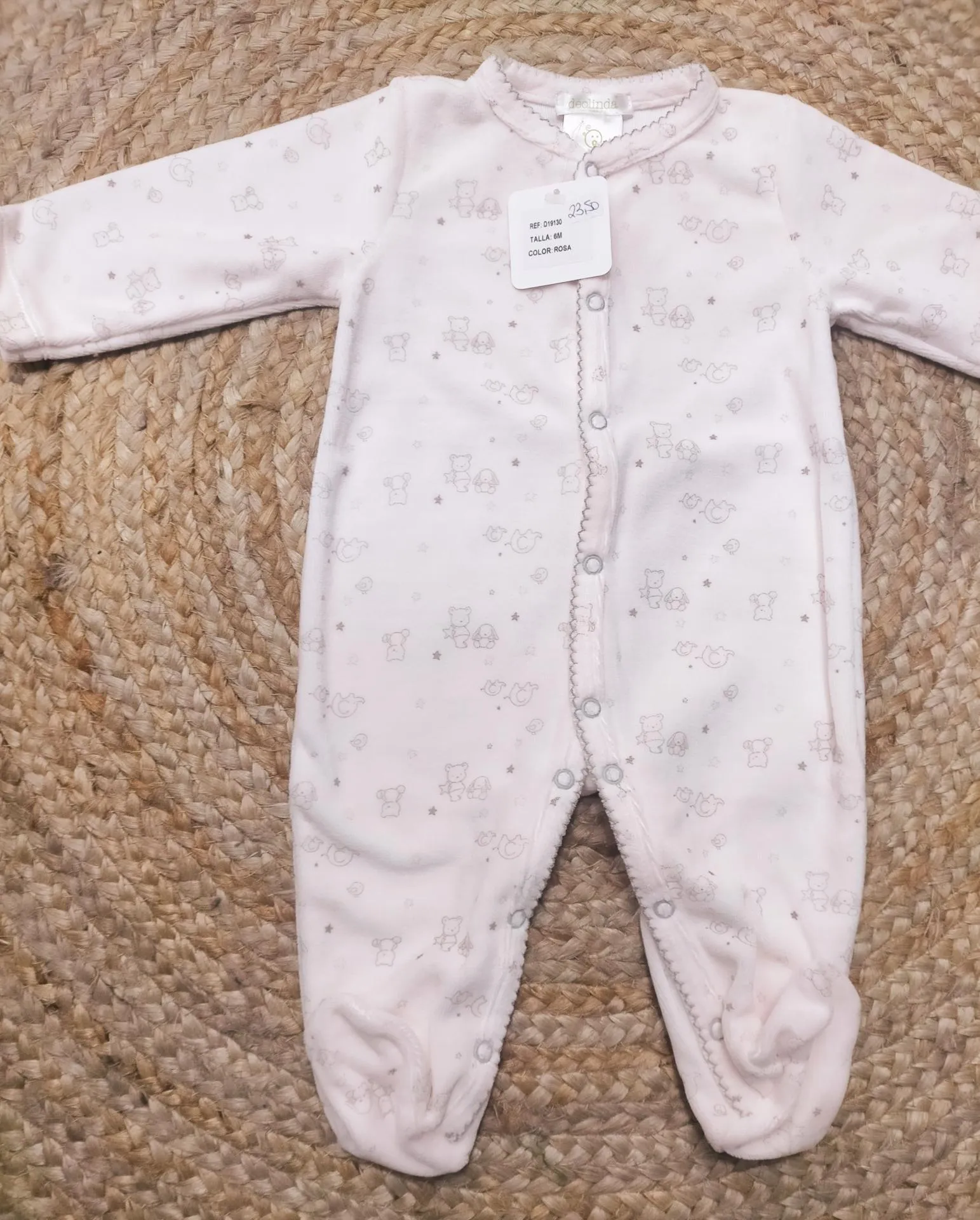 Deolinda pink/gray open front baby pajama.