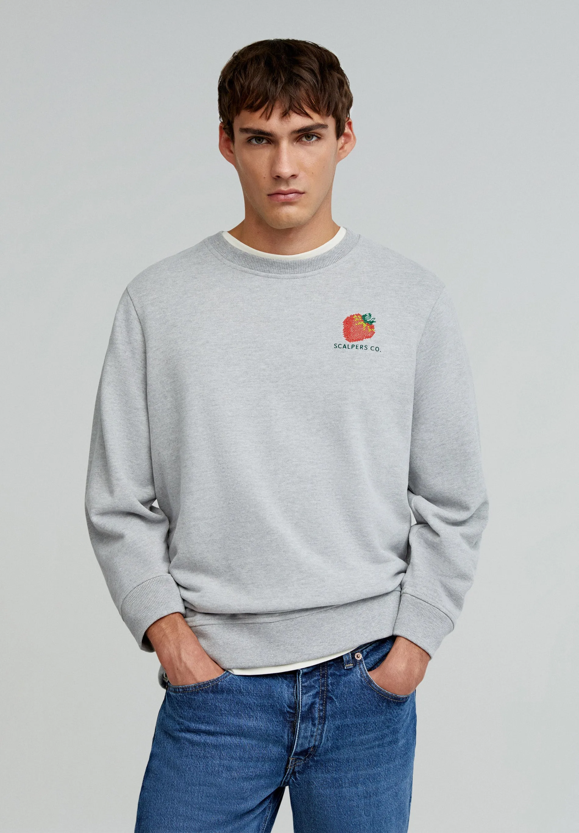 Embroidered Fruit Sweatshirt.