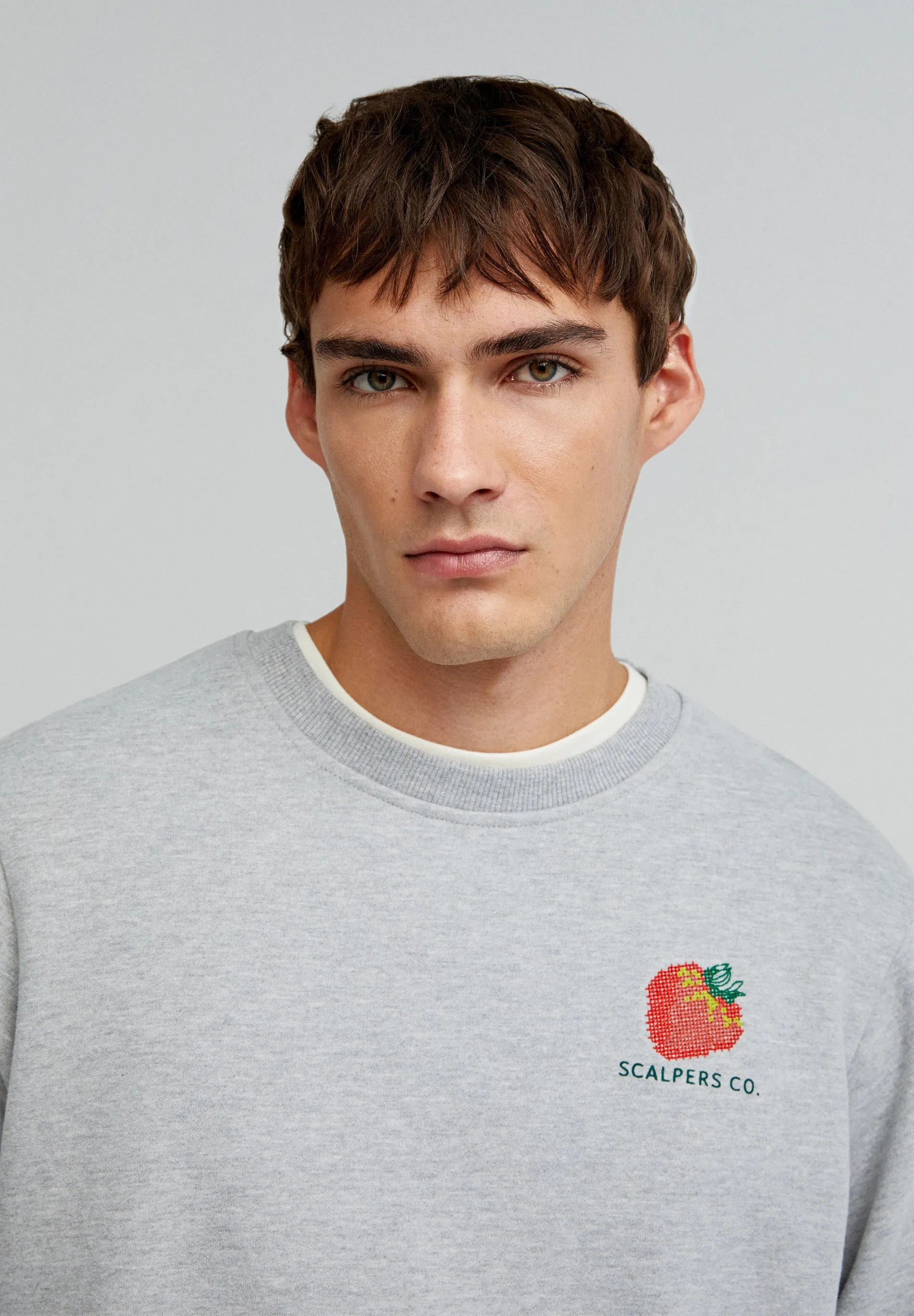 Embroidered Fruit Sweatshirt.