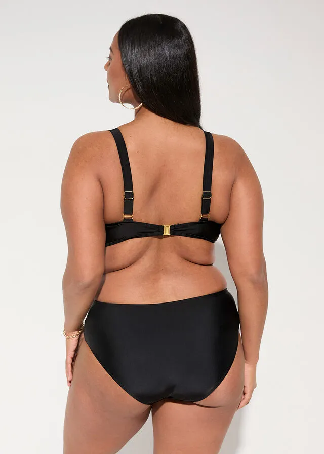 Recycled black polyamide bikini bottom