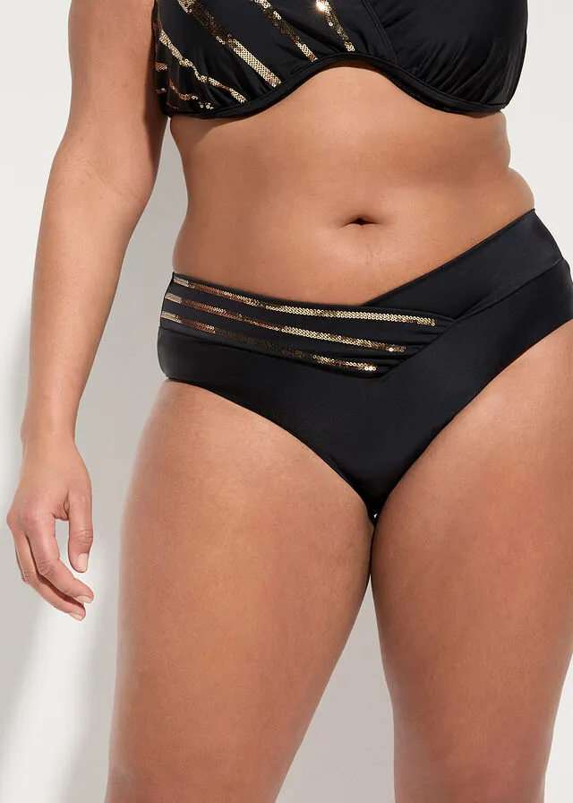 Recycled black polyamide bikini bottom