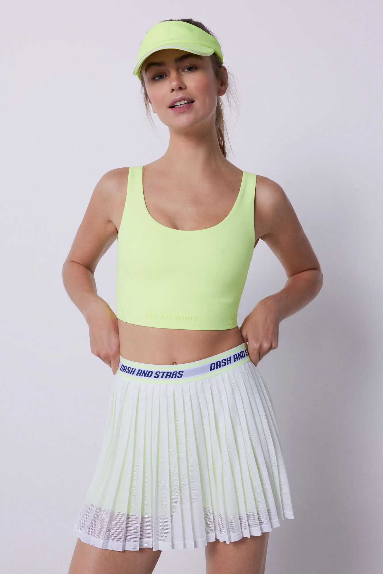 White pleated mesh skirt