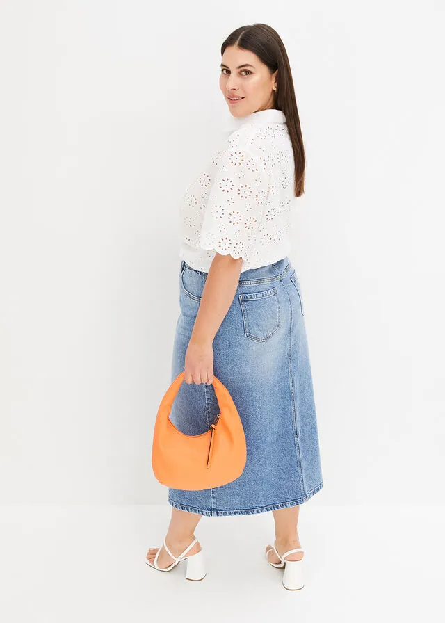 Blue stone denim skirt