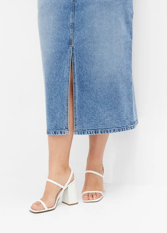 Blue stone denim skirt