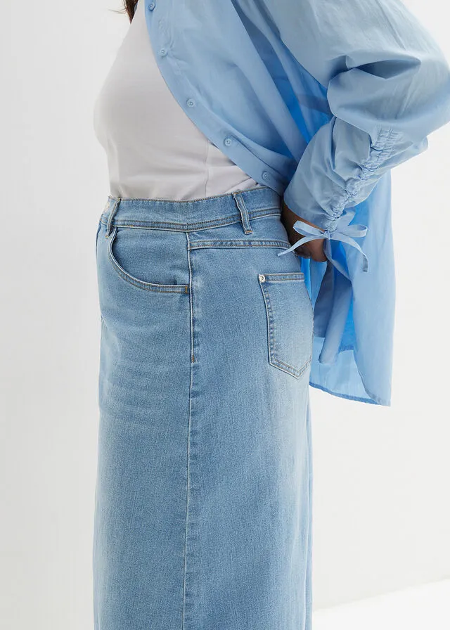 Denim skirt medium distressed.