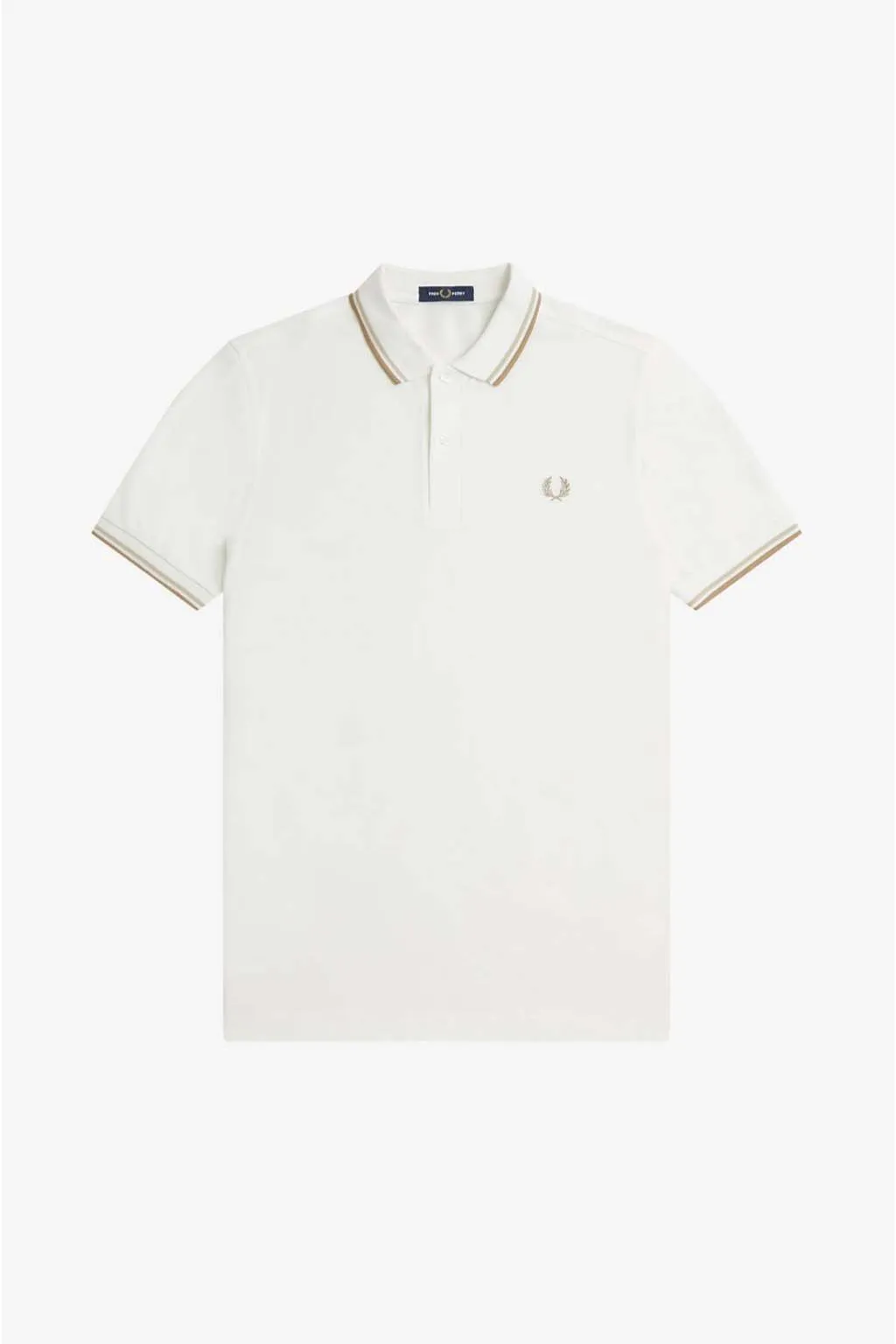 Fred Perry men's polo shirt M3600 U83 white snow oatmeal grey stone.