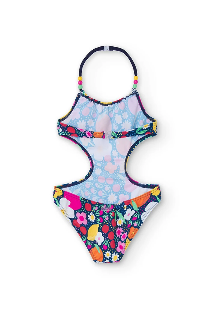 Fuchsia Fruit Print Girls' Swimsuit