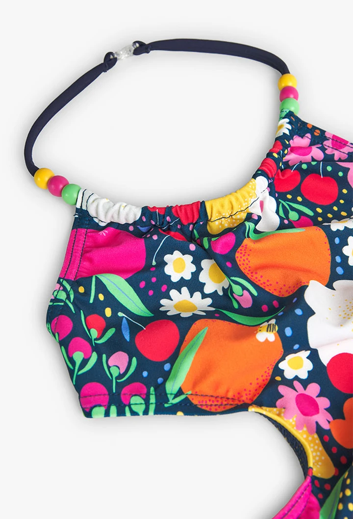 Fuchsia Fruit Print Girls' Swimsuit