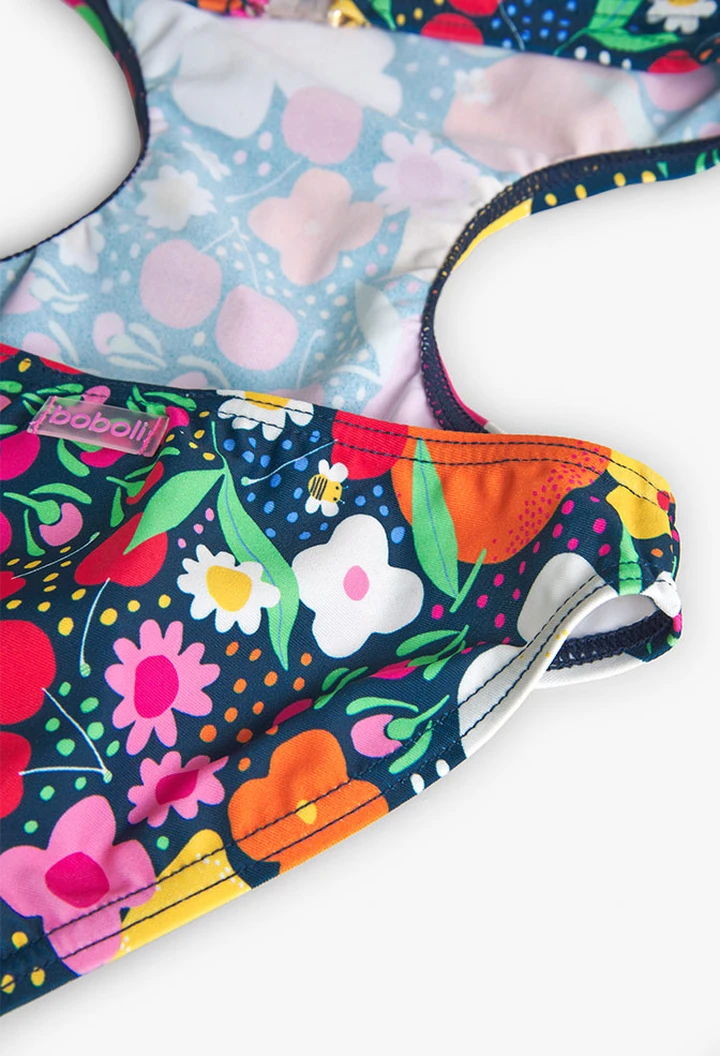 Fuchsia Fruit Print Girls' Swimsuit