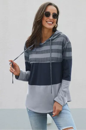 Gray Long Sleeve Hoodie Sweatshirt.