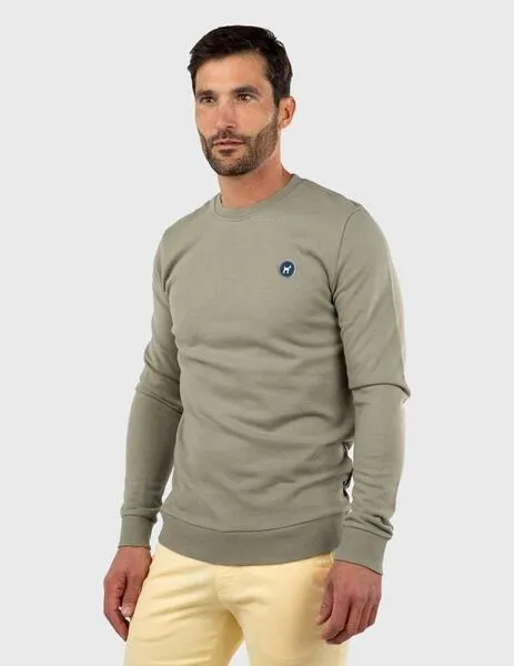 Green khaki Williot sweatshirt with embroidered logo on back.