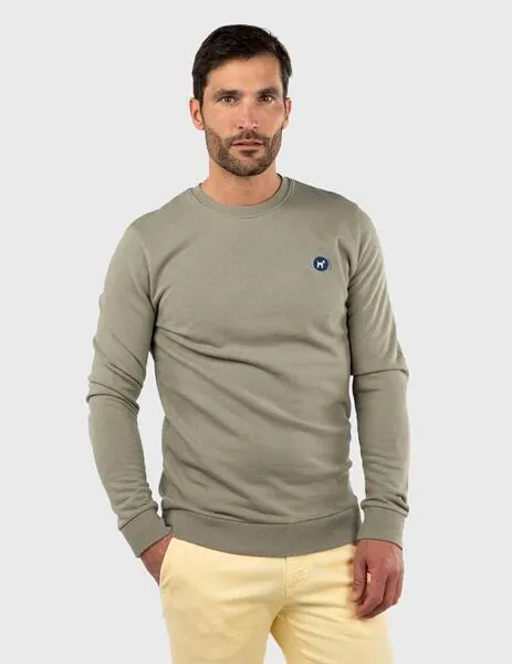 Green khaki Williot sweatshirt with embroidered logo on back.