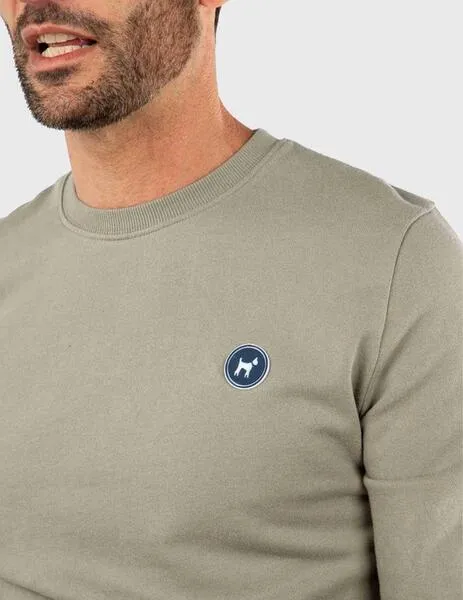 Green khaki Williot sweatshirt with embroidered logo on back.