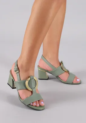 Green Leather Lucia Sandals