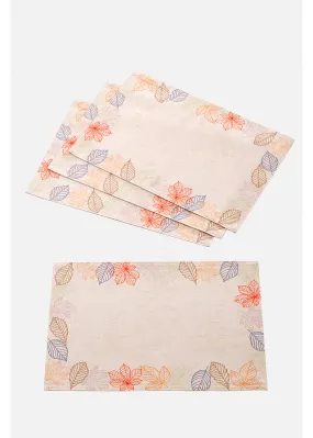 Individual Leaf Print Placemats Set of 4 White Multicolor