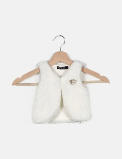 Inextenso White Faux Shearling Vest