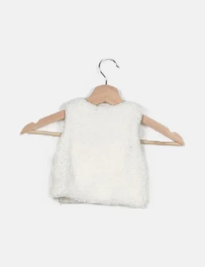 Inextenso White Faux Shearling Vest