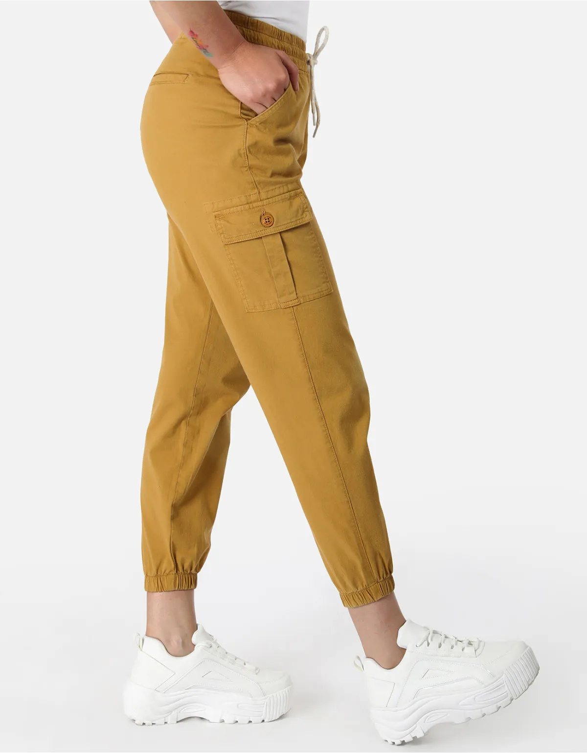 Khaki high-waisted jogger pants mm