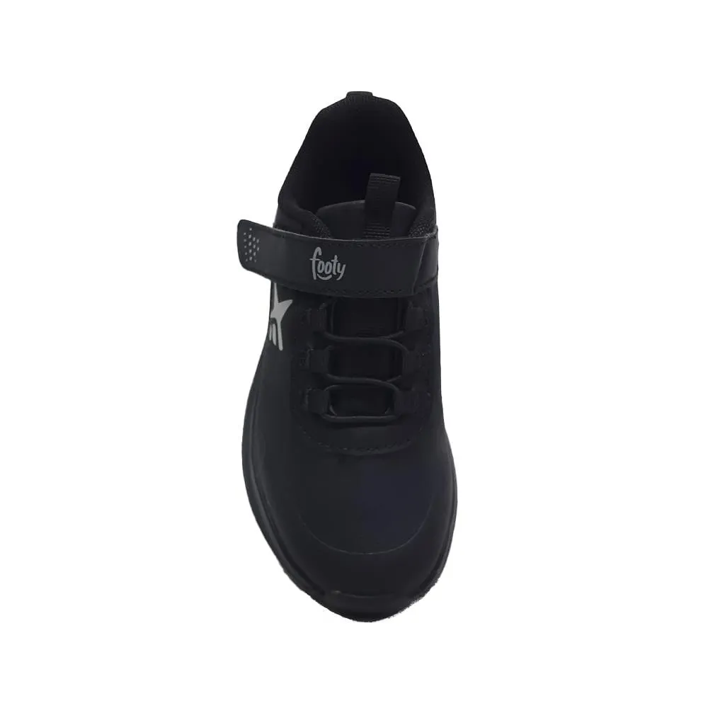 Kids' Black School Shoes with Velcro - Footy Sneakers.