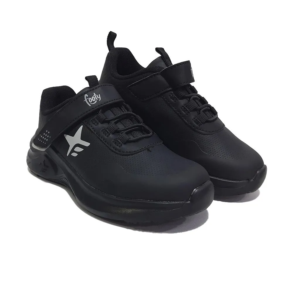 Kids' Black School Shoes with Velcro - Footy Sneakers.