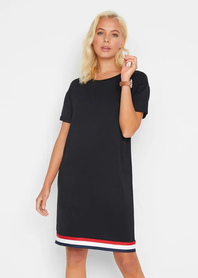 Knit Short Sleeve Black Dress