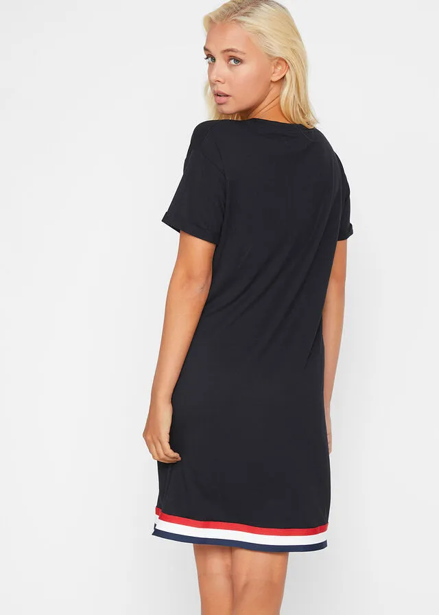 Knit Short Sleeve Black Dress