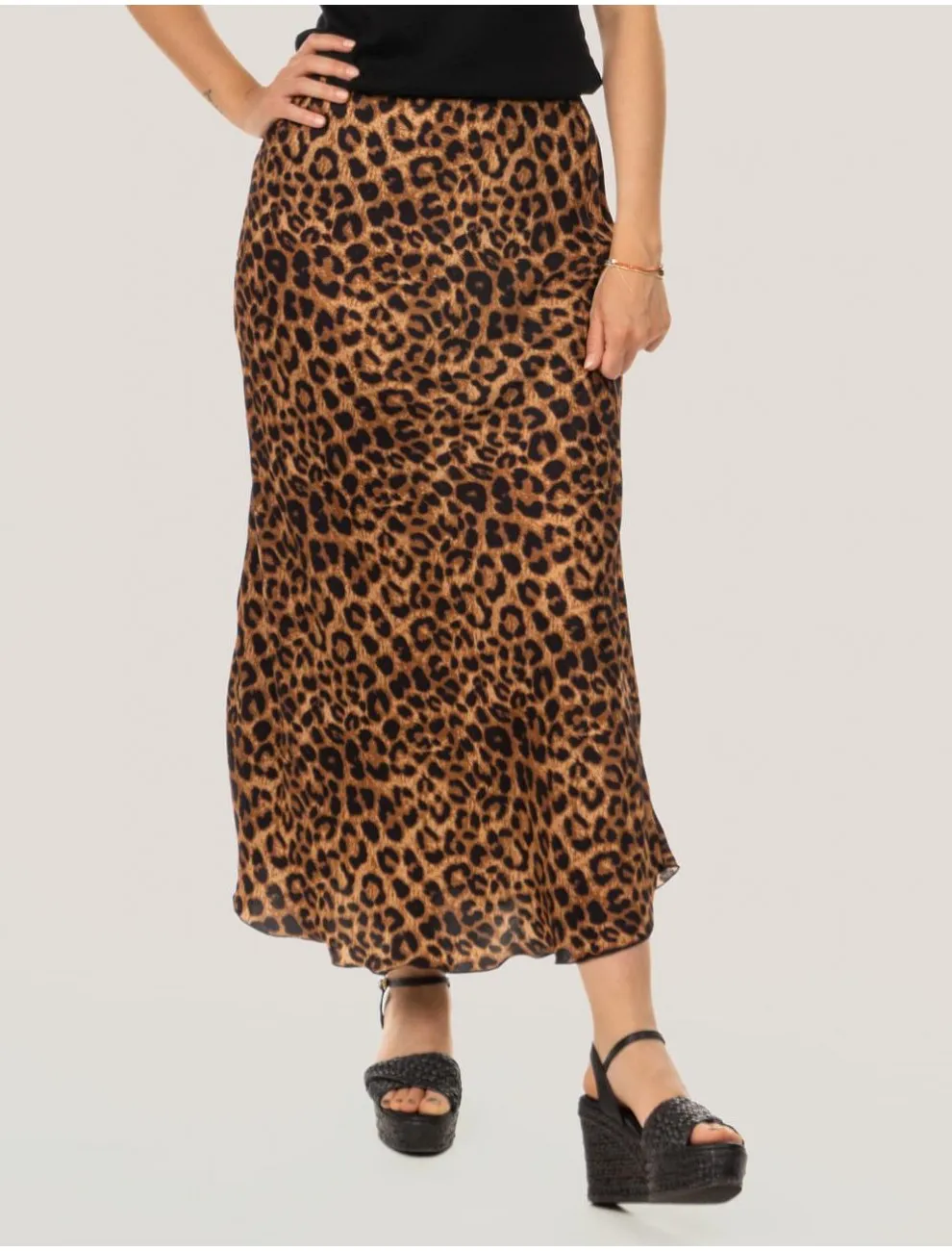 Leopard Print Plain Skirt