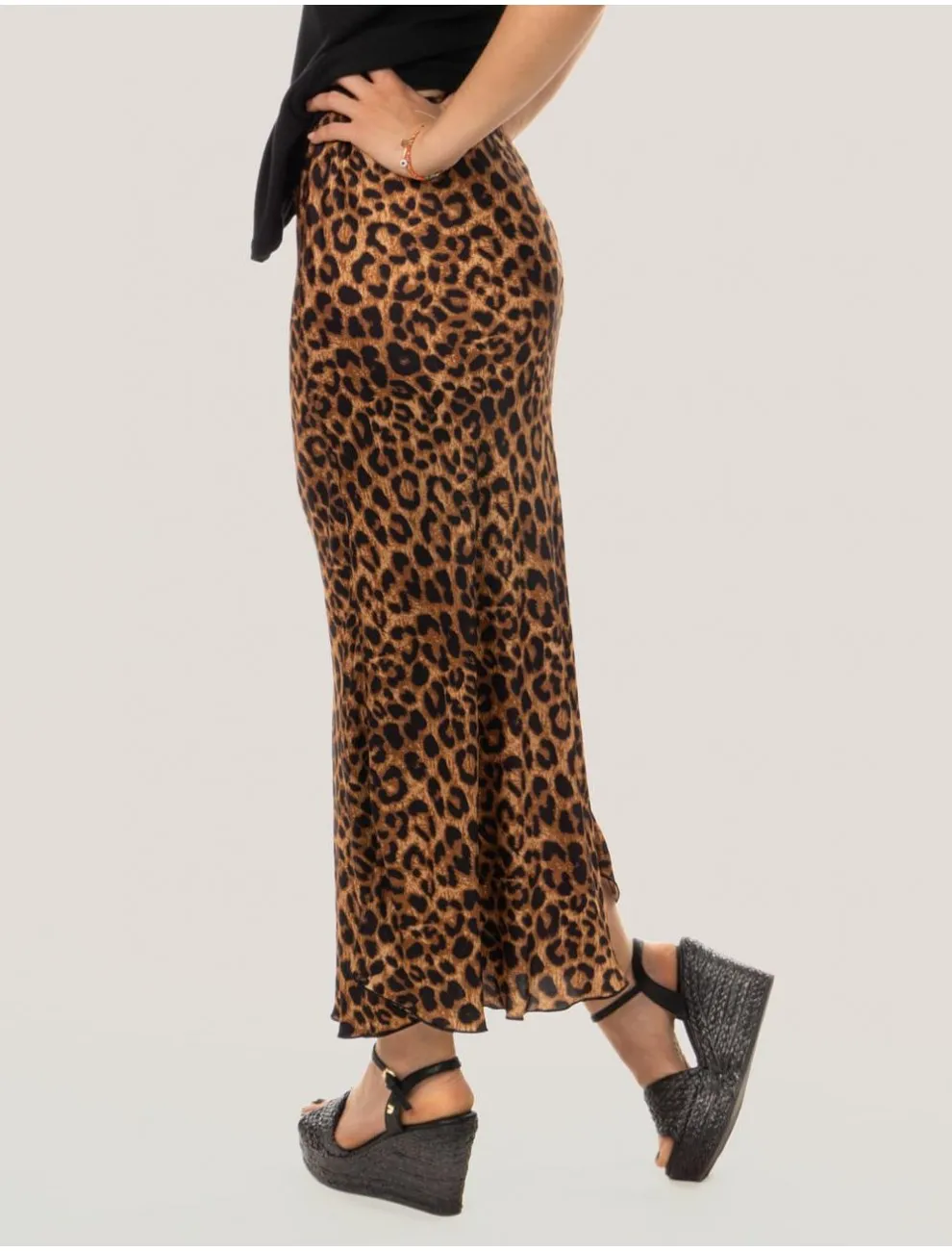 Leopard Print Plain Skirt