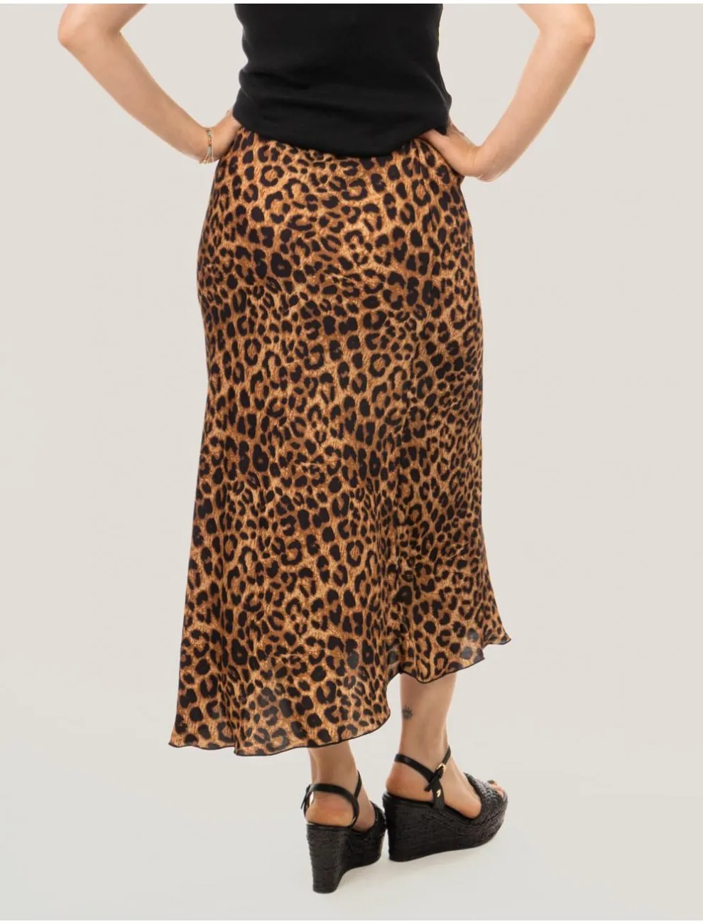 Leopard Print Plain Skirt