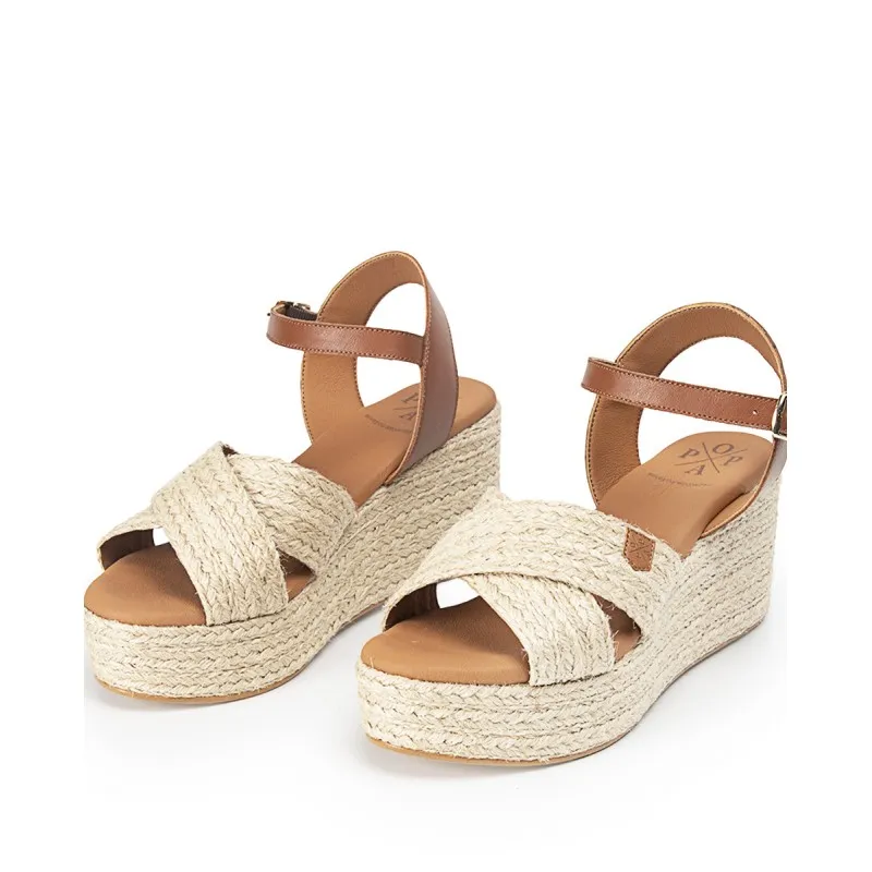 Low Wedge Heel Benijo Leather Sandal