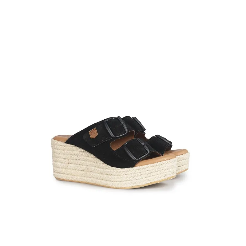 Low Wedge Heel Black Suede Sandals - Shop Now.