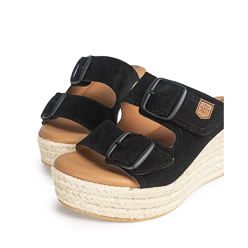 Low Wedge Heel Black Suede Sandals - Shop Now.