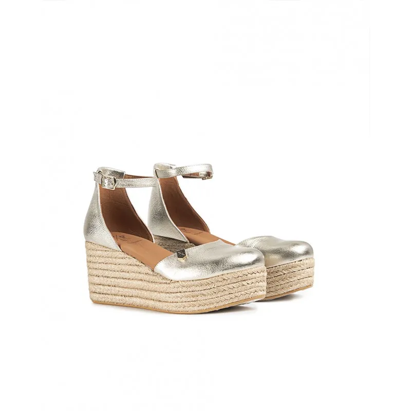 Low Wedge Heel Sandals Platinum Laminate - Google SEO Friendly.