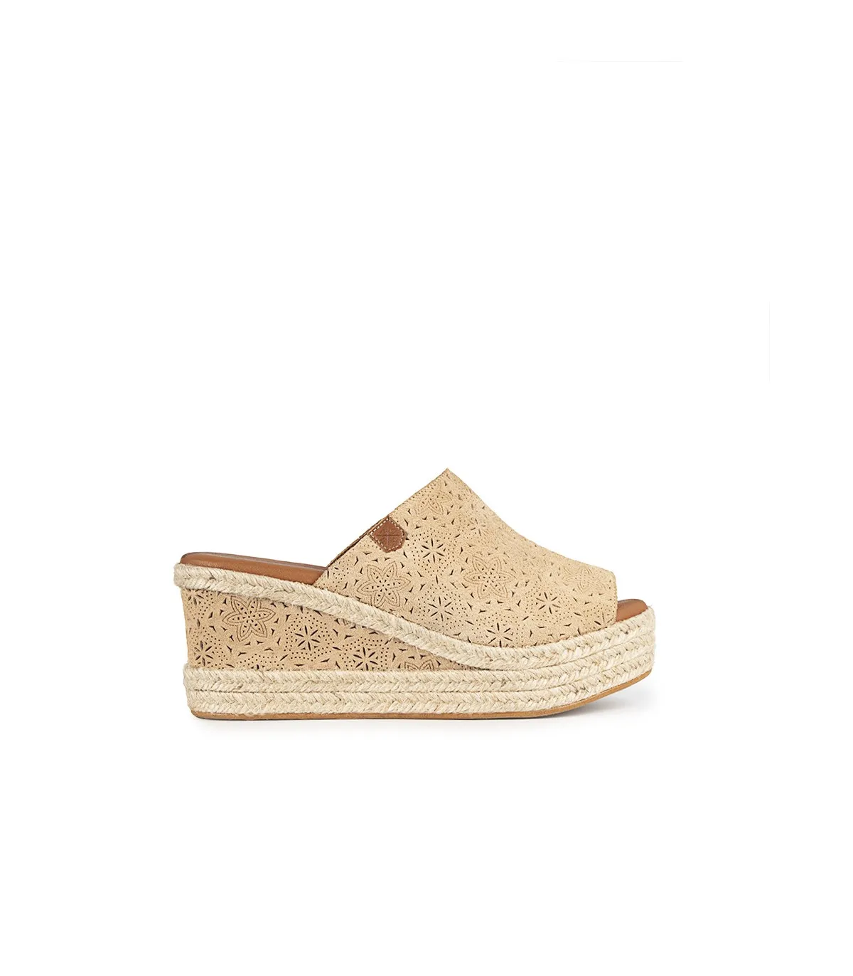 Low Wedge Sandal Engraved Beige