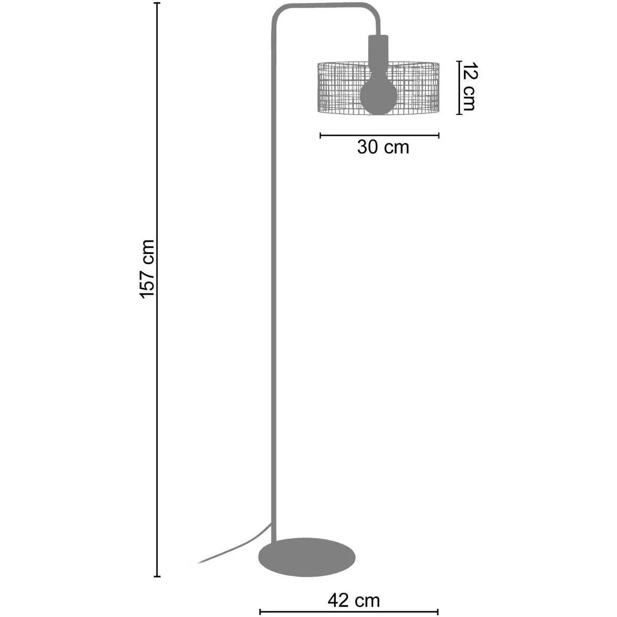 Round black metal reading floor lamp