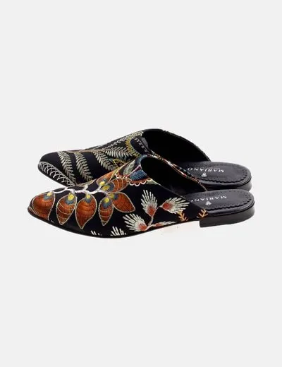 Black embroidered MARIANO mule