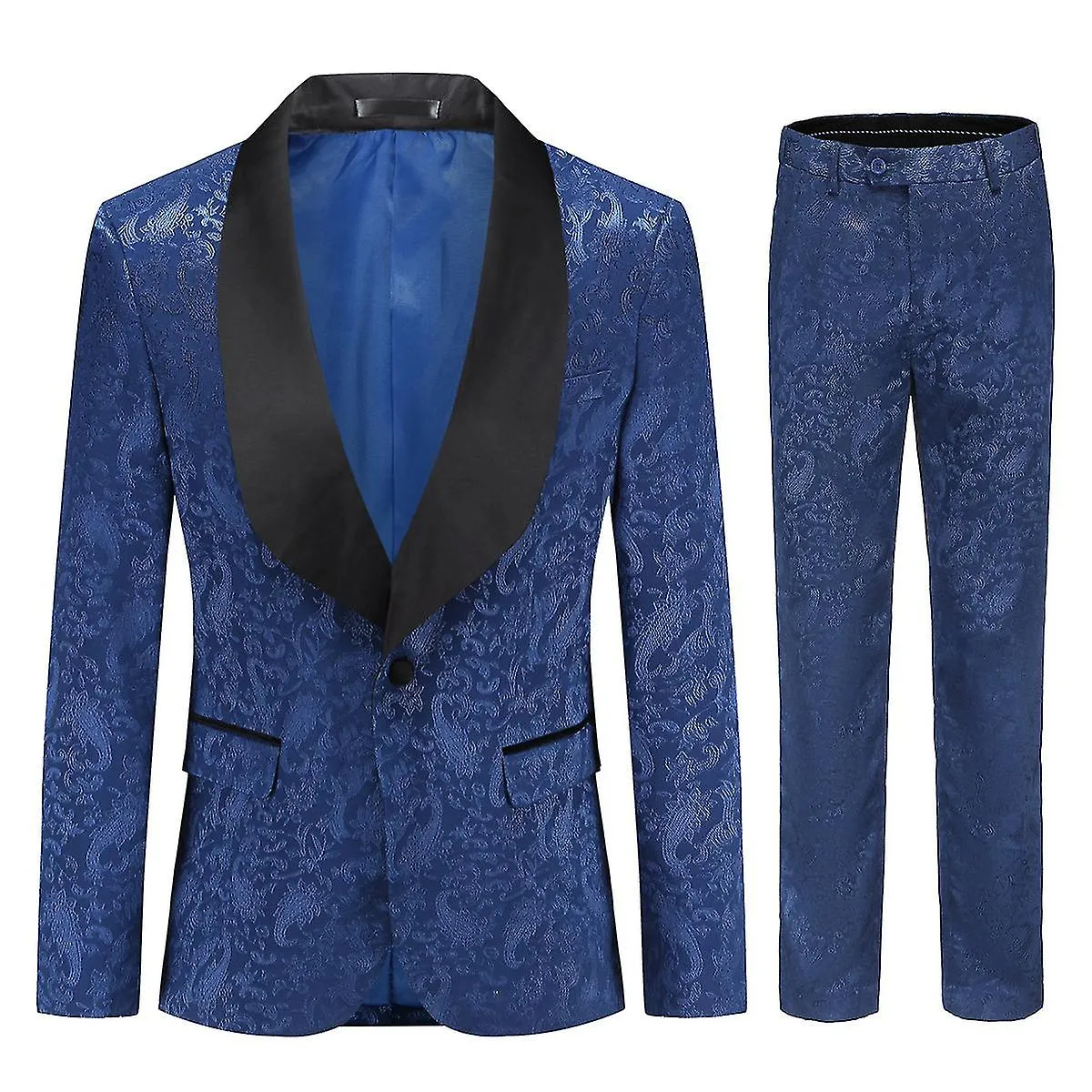 Mystdiy Men's 2 Piece Printed Suit Wedding Blazer Pants 1 Button