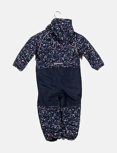 Blue floral print snow dive suit.